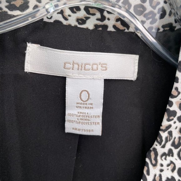 Chicos 0 Purple Brown Paisley Open Front Jacket Blazer Leopard Trim Womens 4/S - Picture 3 of 5